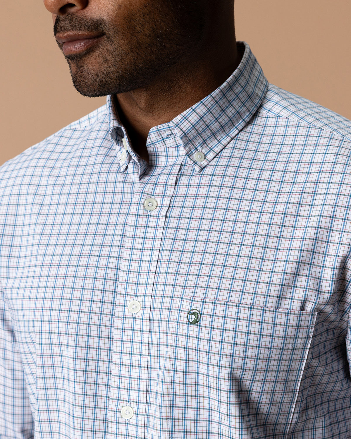 Performance Poplin Sport Shirt - Edison Plaid - Midnight Teal