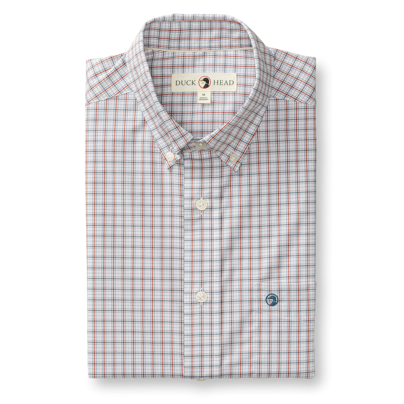 Performance Poplin Sport Shirt - Edison Plaid - Burnt Brick