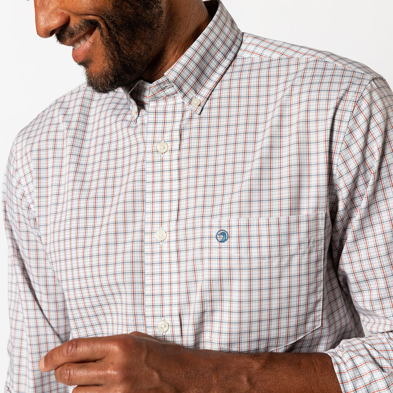 Performance Poplin Sport Shirt - Edison Plaid - Burnt Brick