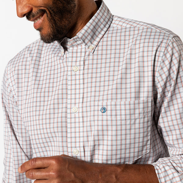 Performance Poplin Sport Shirt - Edison Plaid - Burnt Brick