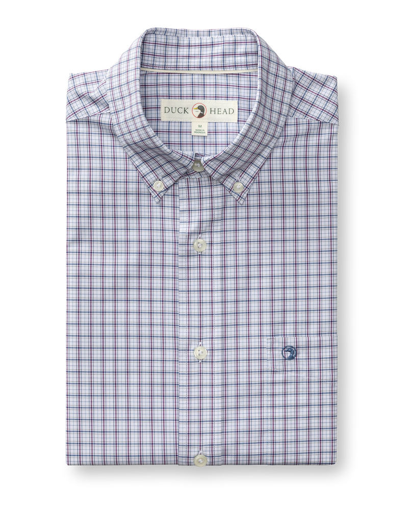 Performance Poplin Sport Shirt - Edison Plaid - Navy Peony