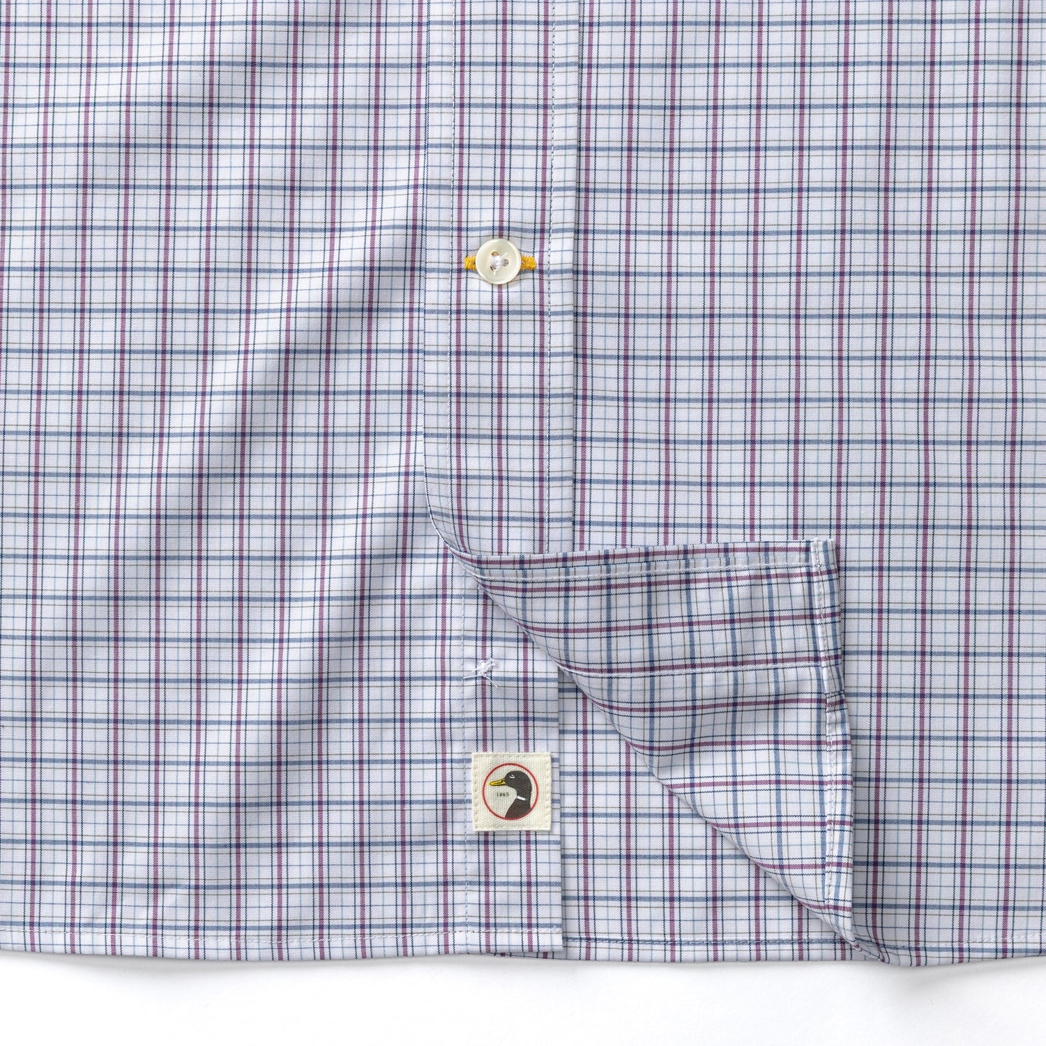 Performance Poplin Sport Shirt - Edison Plaid - Navy Peony