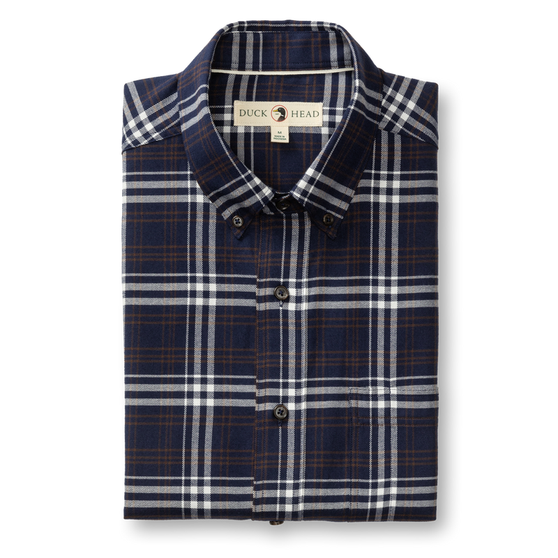 Cotton Flannel Sport Shirt - Asher Plaid - Maritime Blue