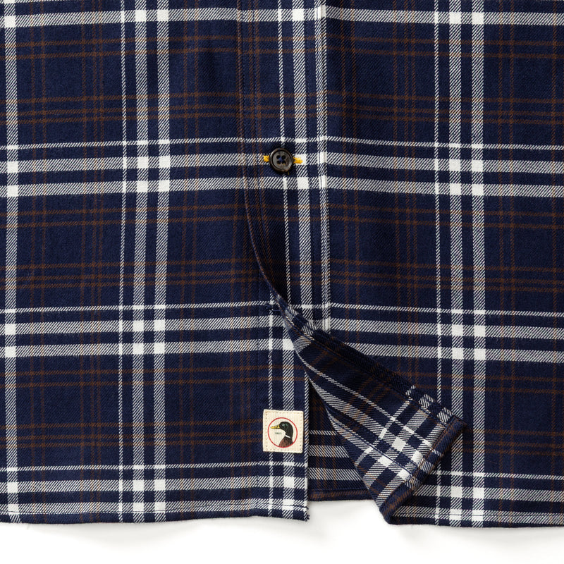 Cotton Flannel Sport Shirt - Asher Plaid - Maritime Blue