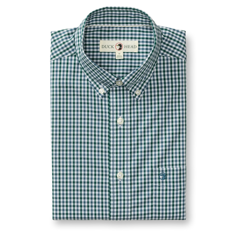 Performance Poplin Sport Shirt - Merill Gingham - Forest Green