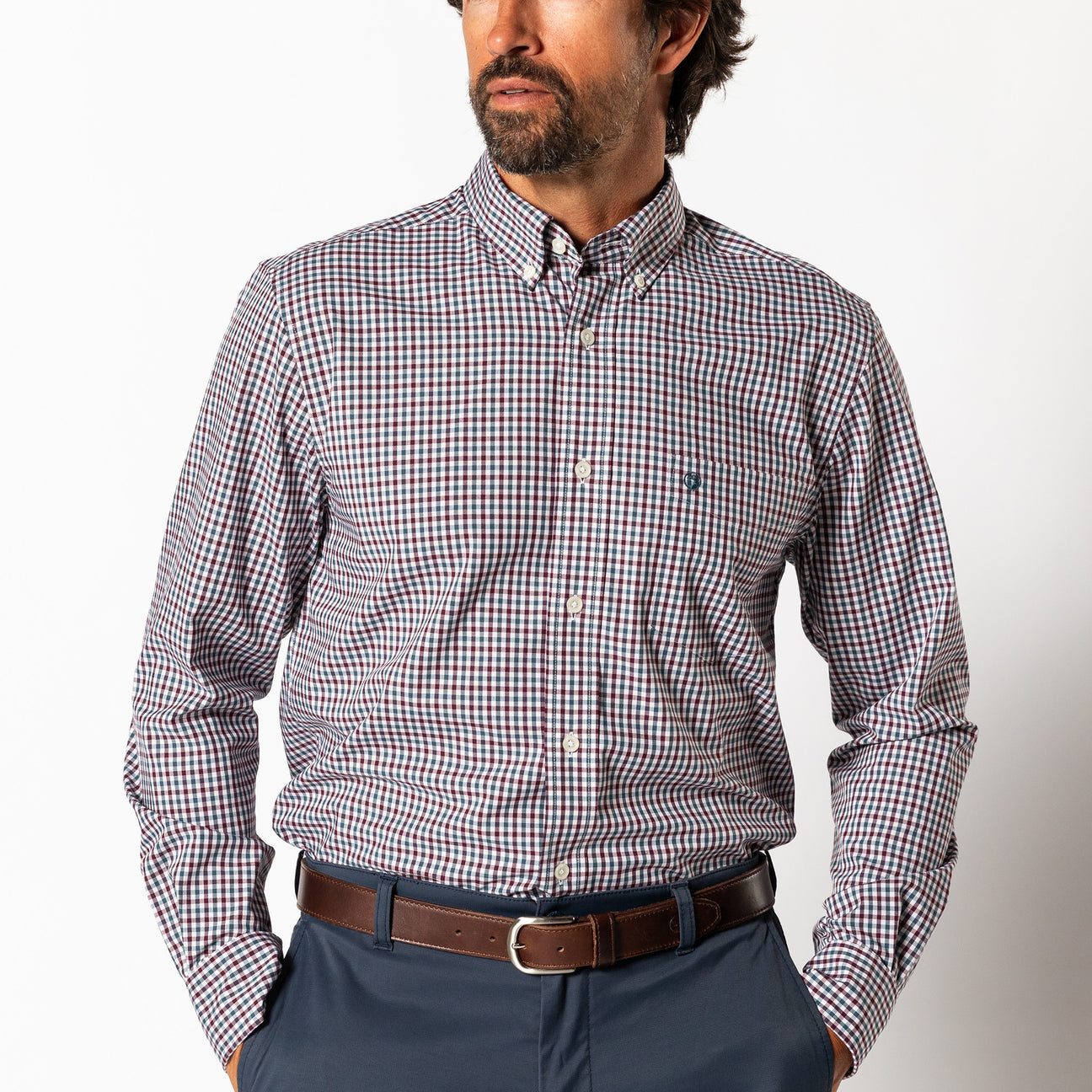 Performance Poplin Sport Shirt - Merill Gingham - Fig