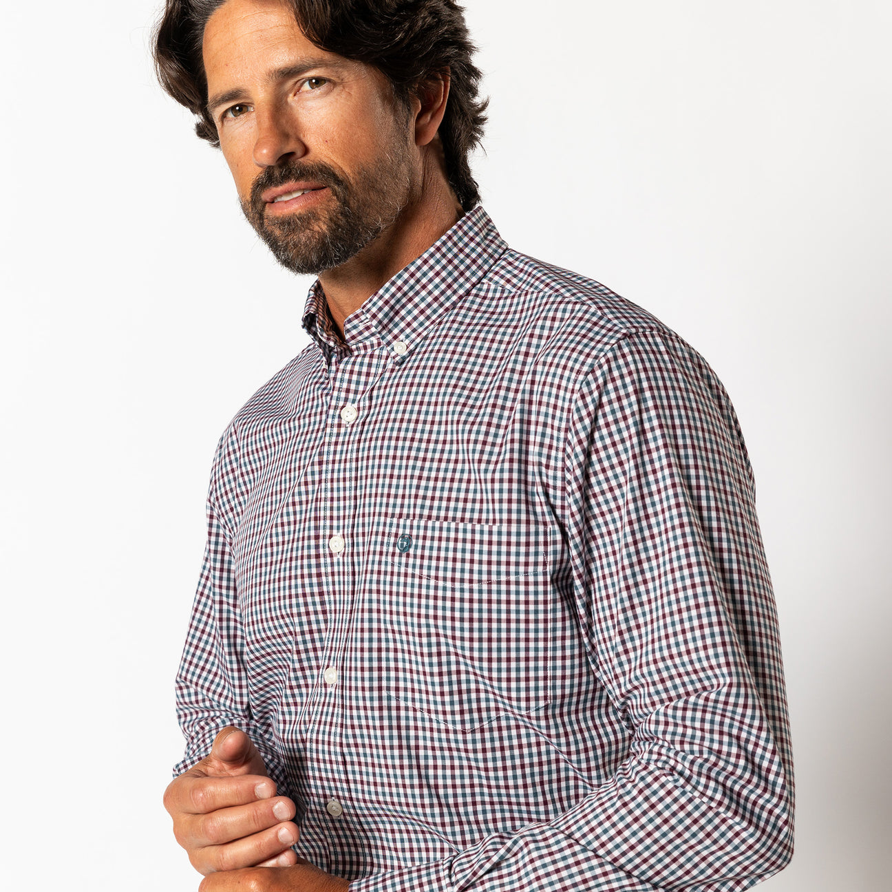 Performance Poplin Sport Shirt - Merill Gingham - Fig