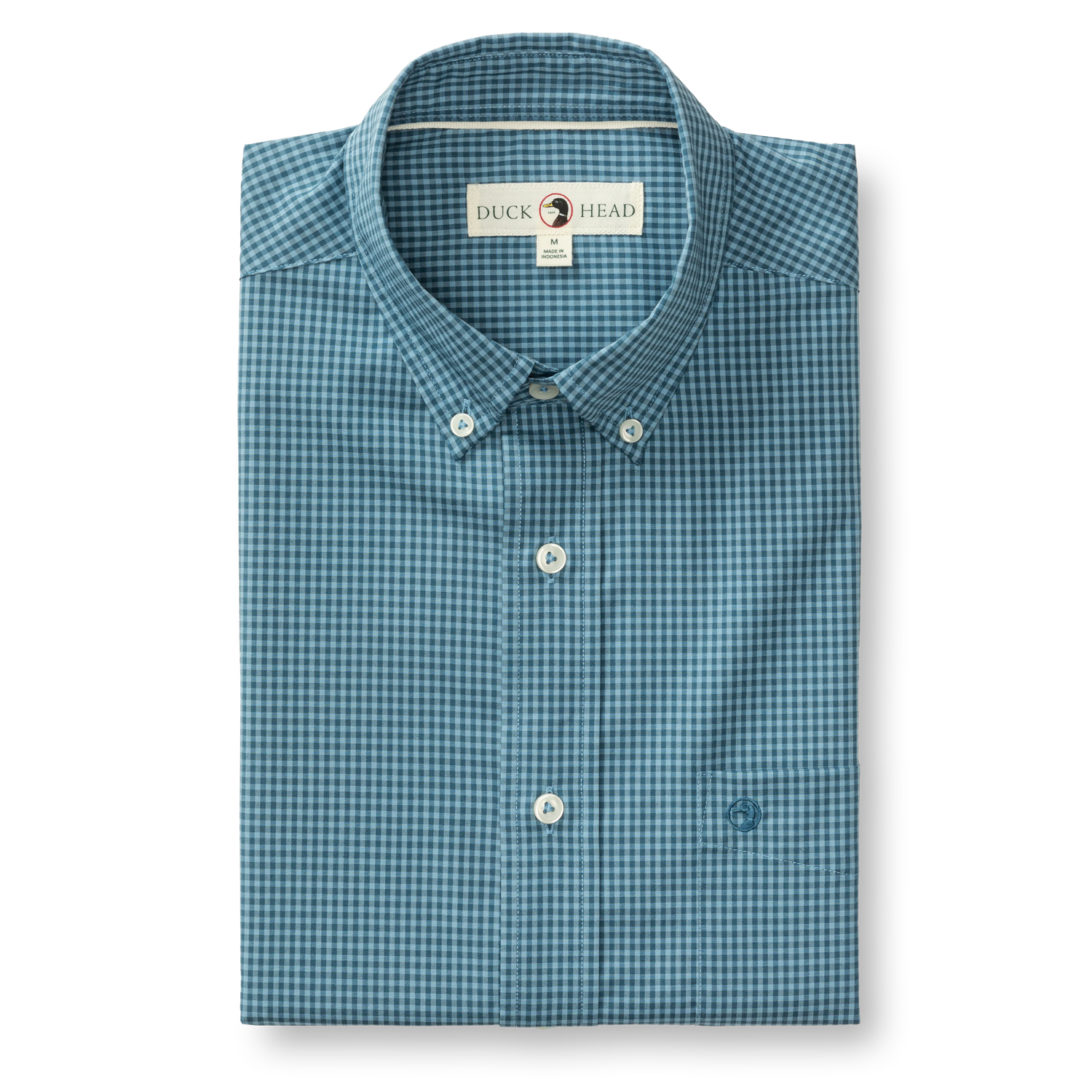 Performance Poplin Sport Shirt - Reilly Gingham - Teal Blue