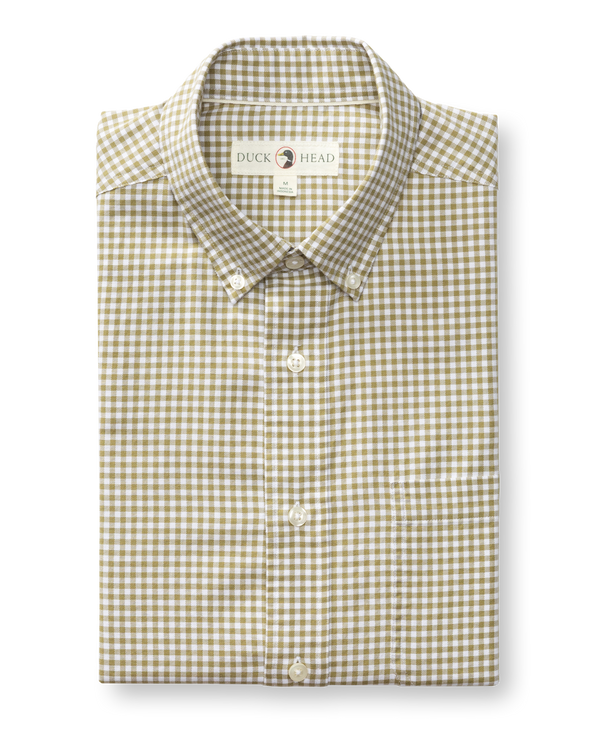 Cotton Oxford Sport Shirt - Ryder Gingham - Mossed Stone