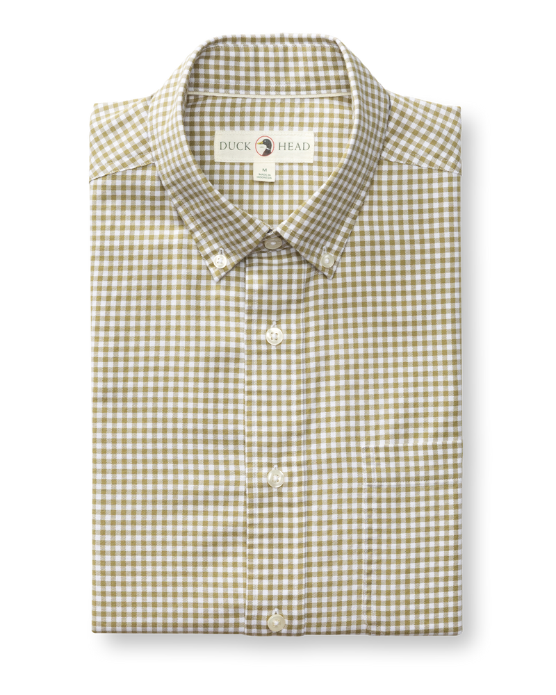 Cotton Oxford Sport Shirt - Ryder Gingham - Mossed Stone