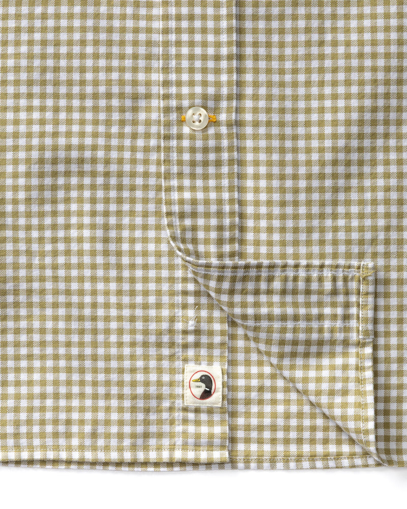 Cotton Oxford Sport Shirt - Ryder Gingham - Mossed Stone