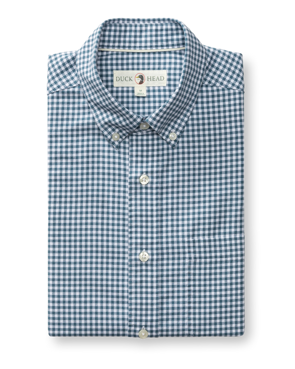 Cotton Oxford Sport Shirt - Ryder Gingham - Stormy Teal