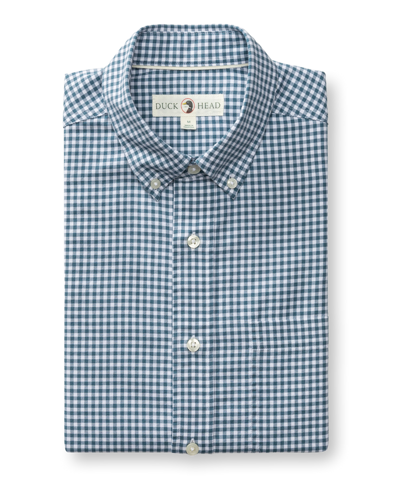 Cotton Oxford Sport Shirt - Ryder Gingham - Stormy Teal