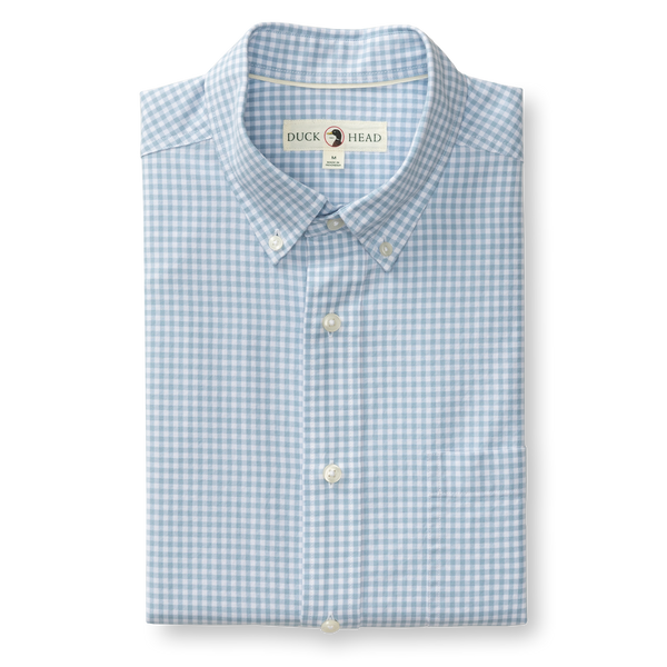 Cotton Oxford Sport Shirt - Ryder Gingham - Glacier Blue