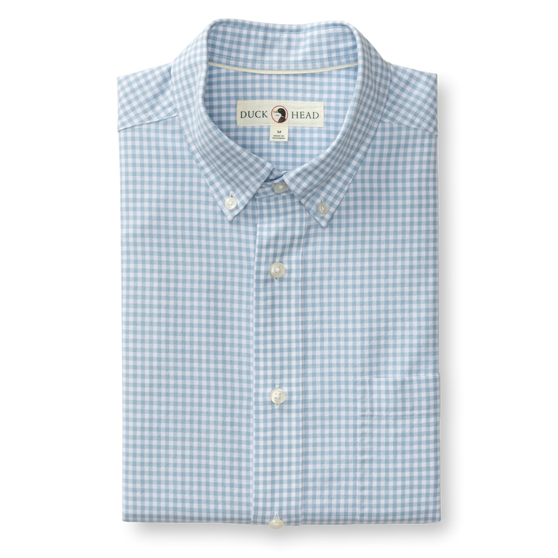 Cotton Oxford Sport Shirt - Ryder Gingham - Glacier Blue