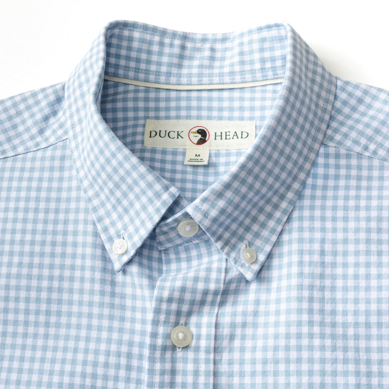 Cotton Oxford Sport Shirt - Ryder Gingham - Glacier Blue