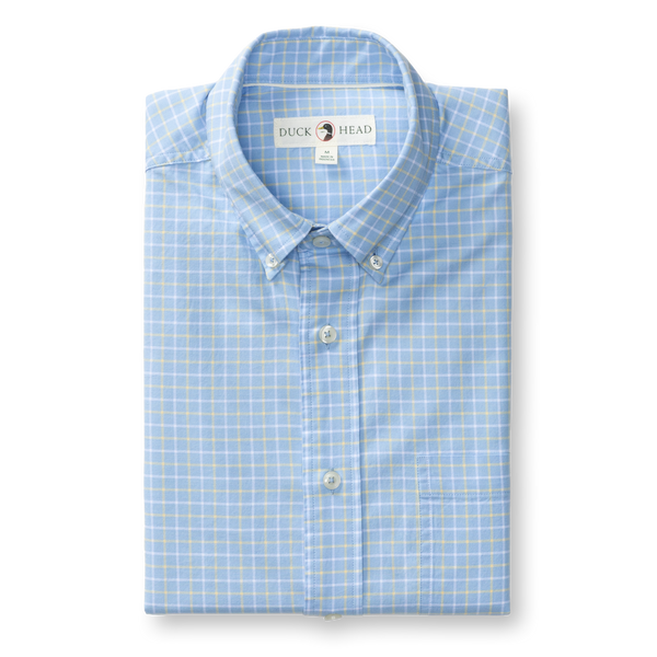Cotton Oxford Sport Shirt - Kline Plaid - Serenity Blue