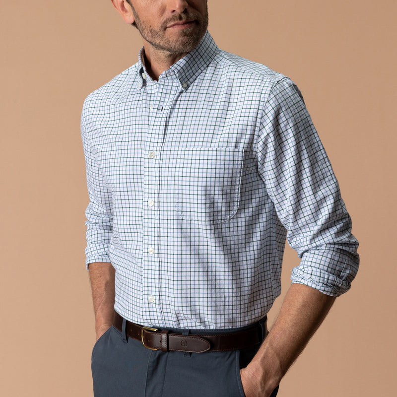 Cotton Oxford Sport Shirt - Kline Plaid - Hunter Green