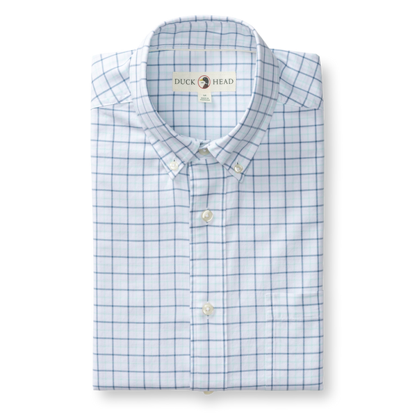 Cotton Oxford Sport Shirt - Kline Plaid - Sunwashed Blue