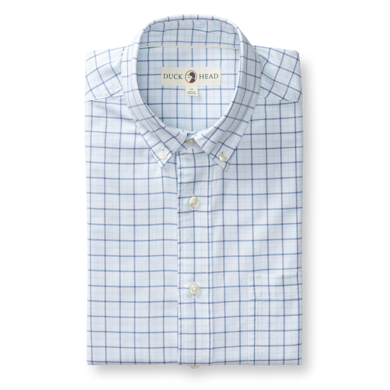 Cotton Oxford Sport Shirt - Kline Plaid - Sunwashed Blue