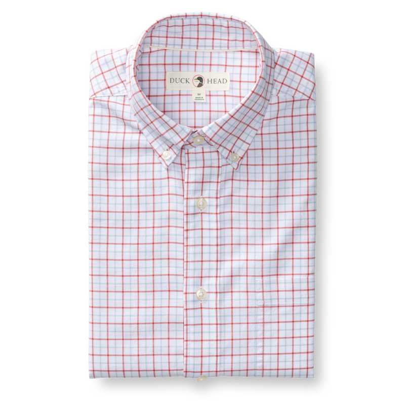 Cotton Oxford Sport Shirt - Kline Plaid - Rosewood