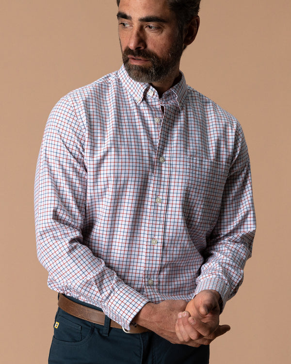 Cotton Oxford Sport Shirt - Kline Plaid - Burnt Sienna
