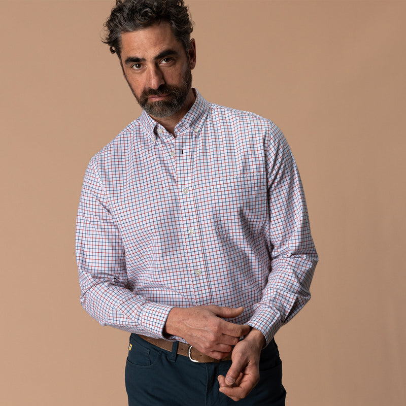 Cotton Oxford Sport Shirt - Kline Plaid - Burnt Sienna