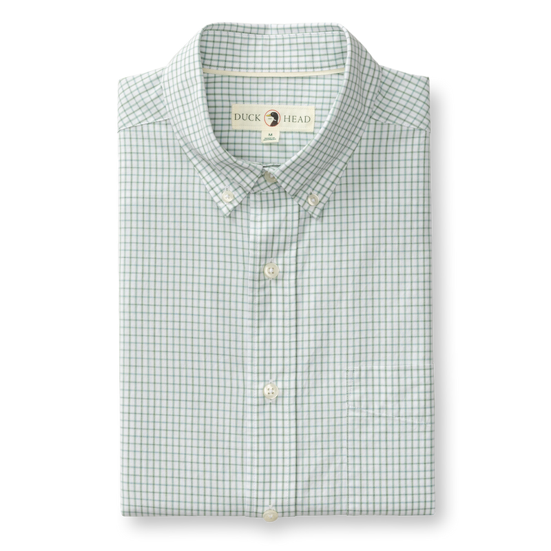 Cotton Cashmere Poplin Sport Shirt - Lewis Plaid - Sage Green
