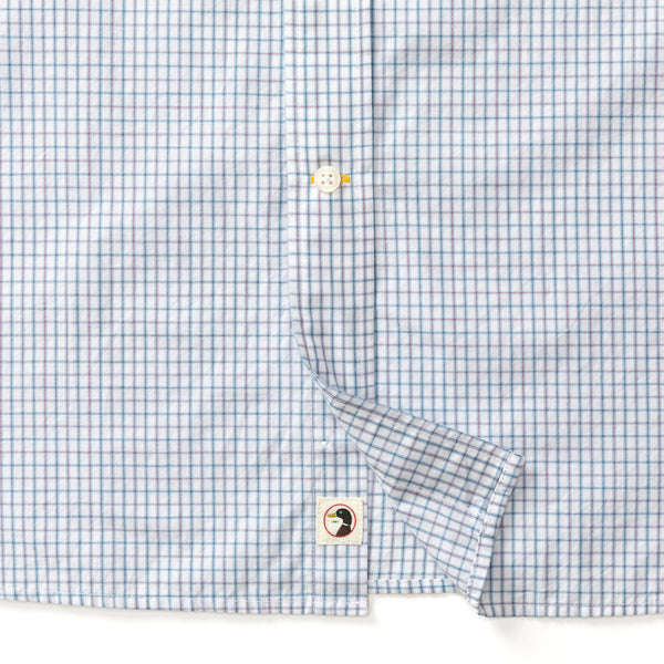 Cotton Cashmere Poplin Sport Shirt - Lewis Plaid - Glacier Blue