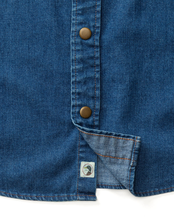 Denim Snap Shirt - Clyde Solid  - Indigo Blue