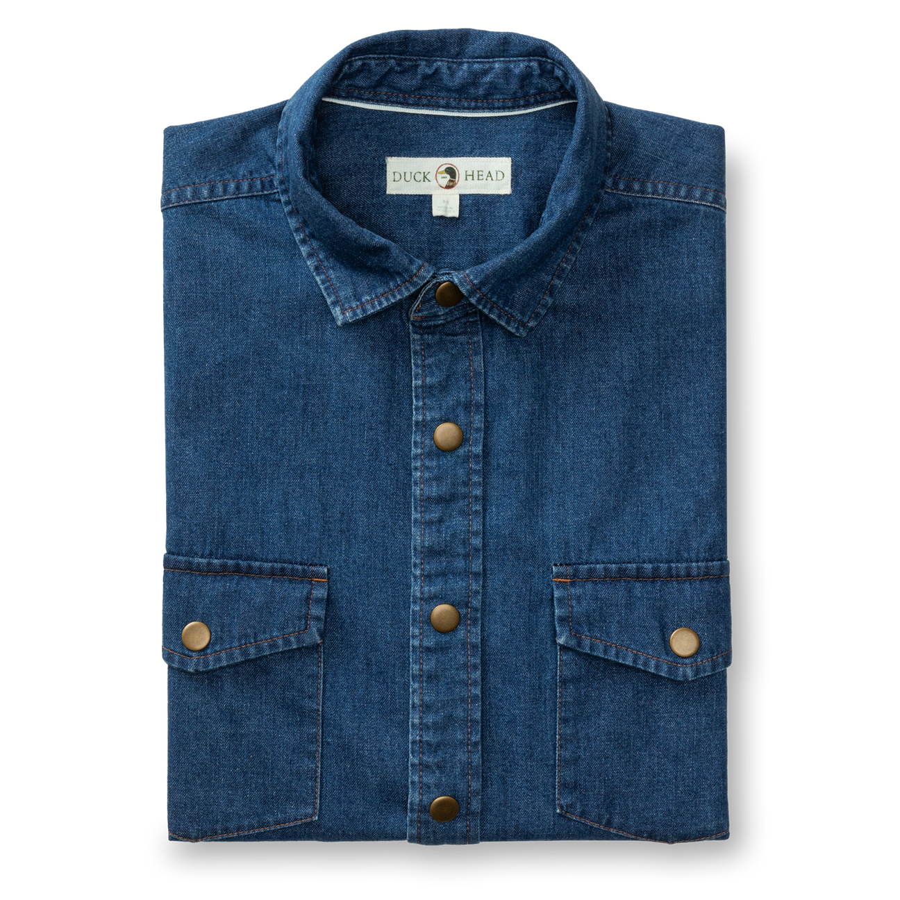 Denim Snap Shirt - Clyde Solid  -Indigo Blue