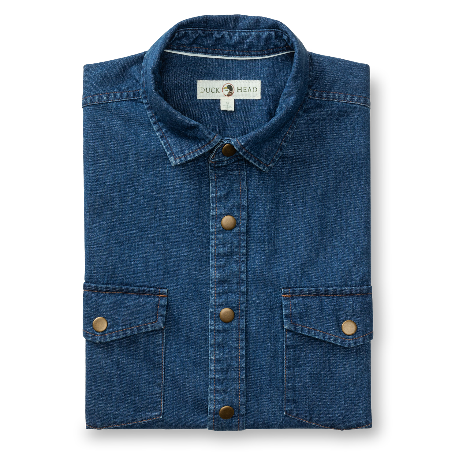 Denim Snap Shirt - Clyde Solid  - Indigo Blue