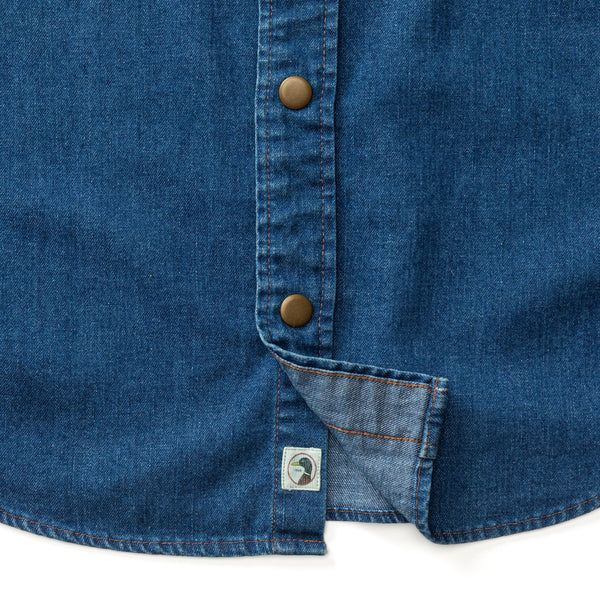 Denim Snap Shirt - Clyde Solid  - Indigo Blue