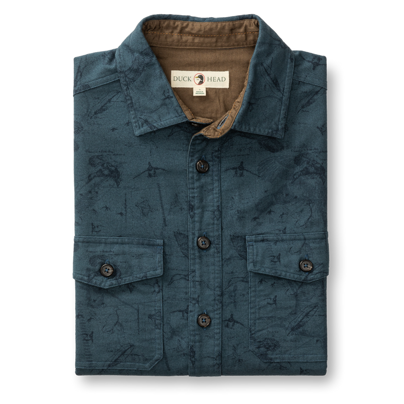 Slater Moleskin Overshirt - Graphite Blue Print