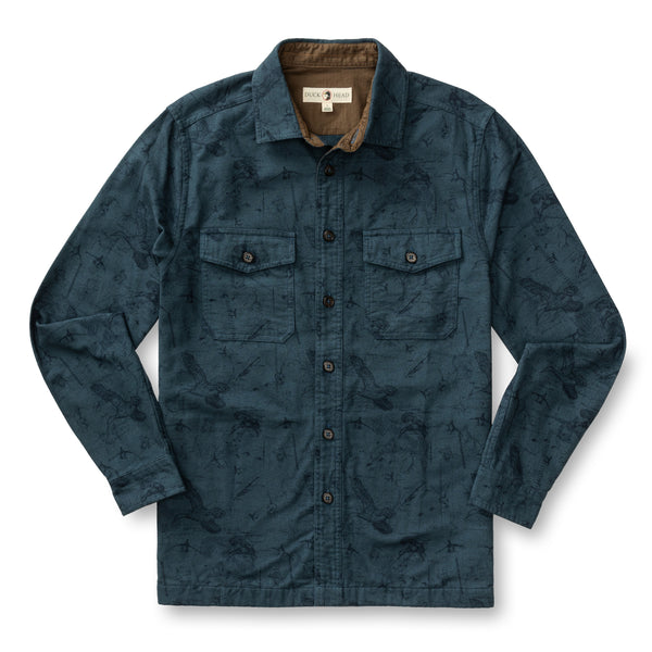 Slater Moleskin Overshirt - Graphite Blue Print
