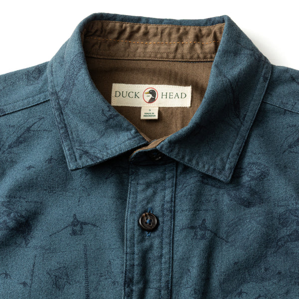 Slater Moleskin Overshirt - Graphite Blue Print