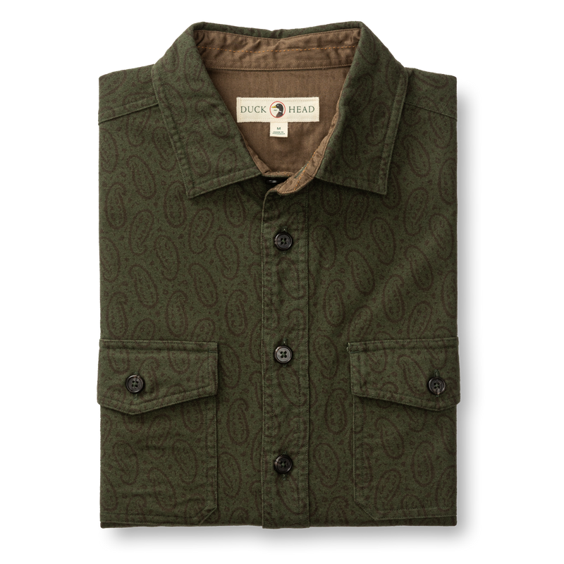 Slater Moleskin Overshirt - Deep Olive Print