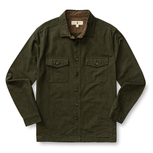 Slater Moleskin Overshirt - Deep Olive Print