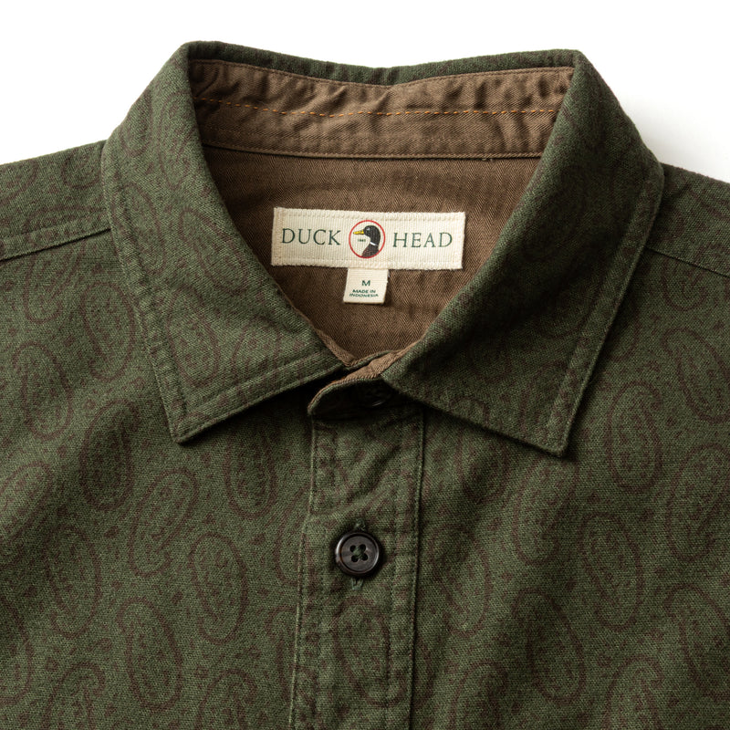 Slater Moleskin Overshirt - Deep Olive Print