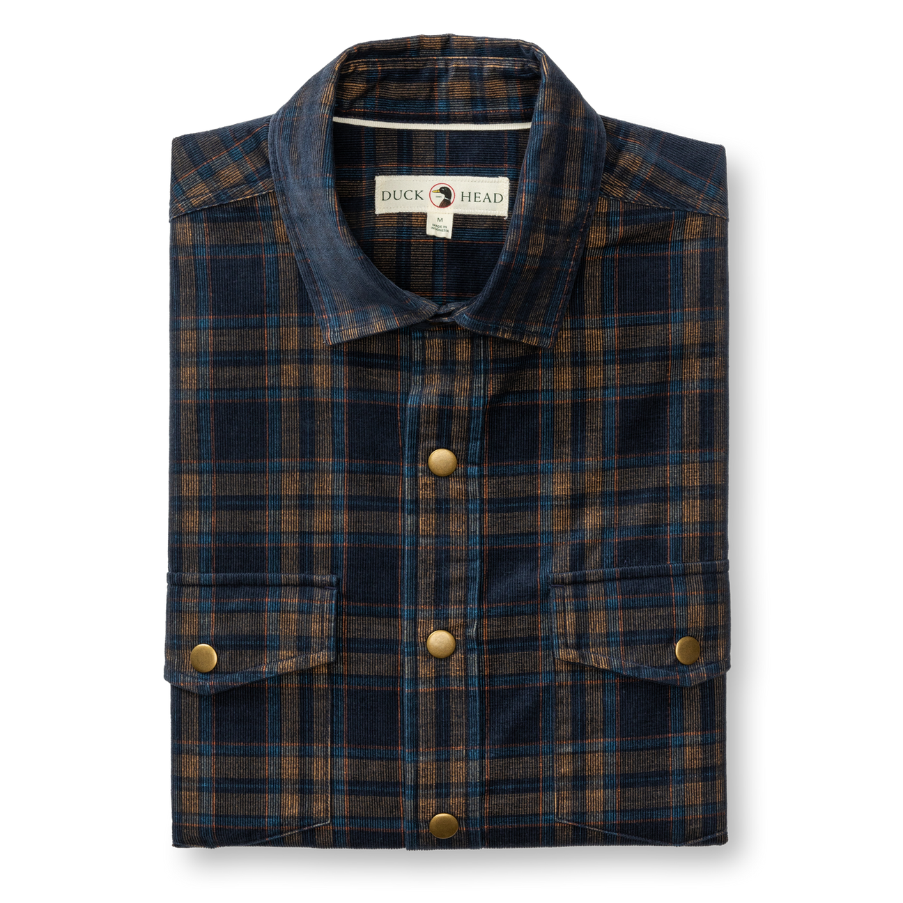 Corduroy Plaid Snap Shirt - Cavern Plaid - Maritime Blue
