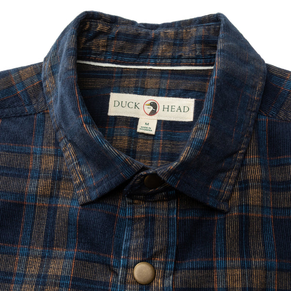Corduroy Plaid Snap Shirt - Cavern Plaid - Maritime Blue