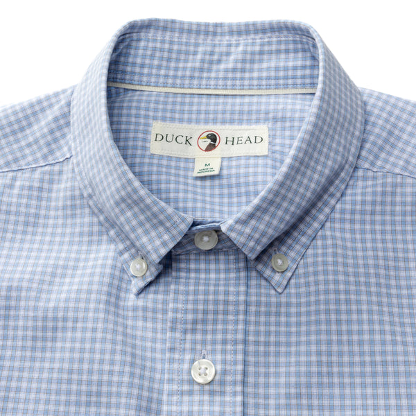 Cotton Cashmere Poplin Sport Shirt - Brook Plaid - Serenity Blue