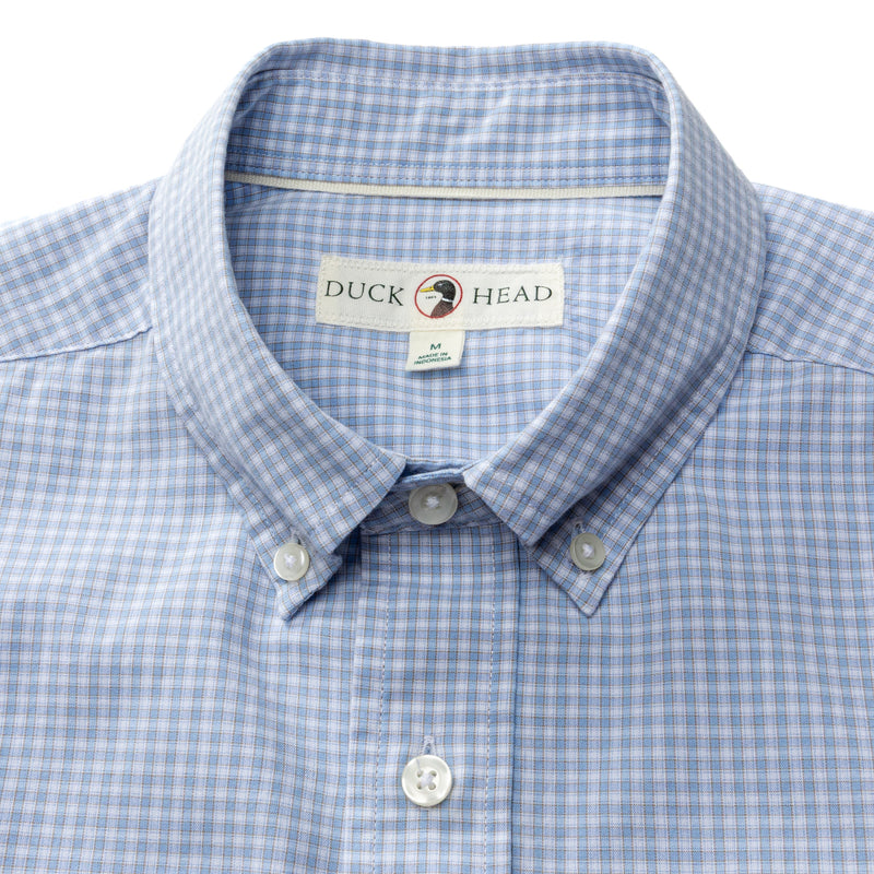 Cotton Cashmere Poplin Sport Shirt - Brook Plaid - Serenity Blue