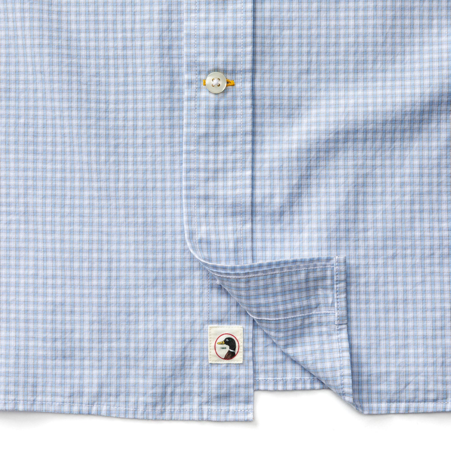 Cotton Cashmere Poplin Sport Shirt - Brook Plaid - Serenity Blue