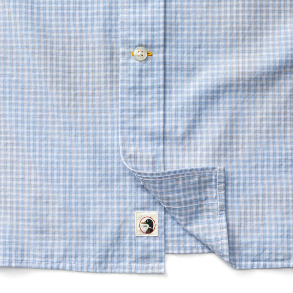 Cotton Cashmere Poplin Sport Shirt - Brook Plaid - Serenity Blue
