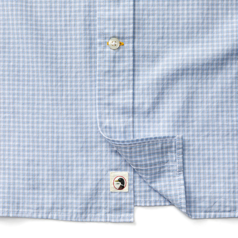 Cotton Cashmere Poplin Sport Shirt - Brook Plaid - Serenity Blue