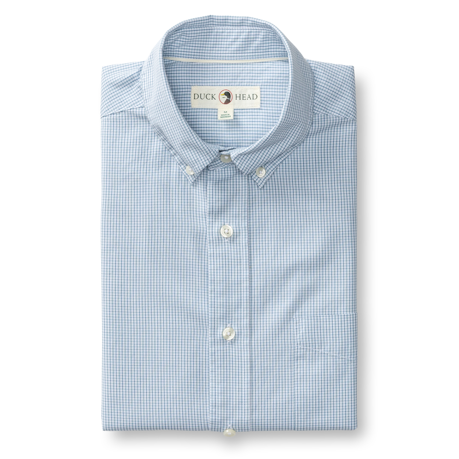 Cotton Cashmere Poplin Sport Shirt - Baltic Plaid - Sky Blue