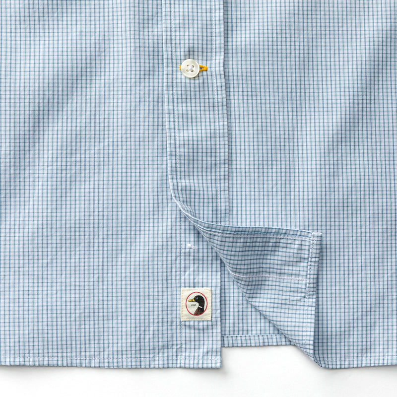 Cotton Cashmere Poplin Sport Shirt - Baltic Plaid - Sky Blue