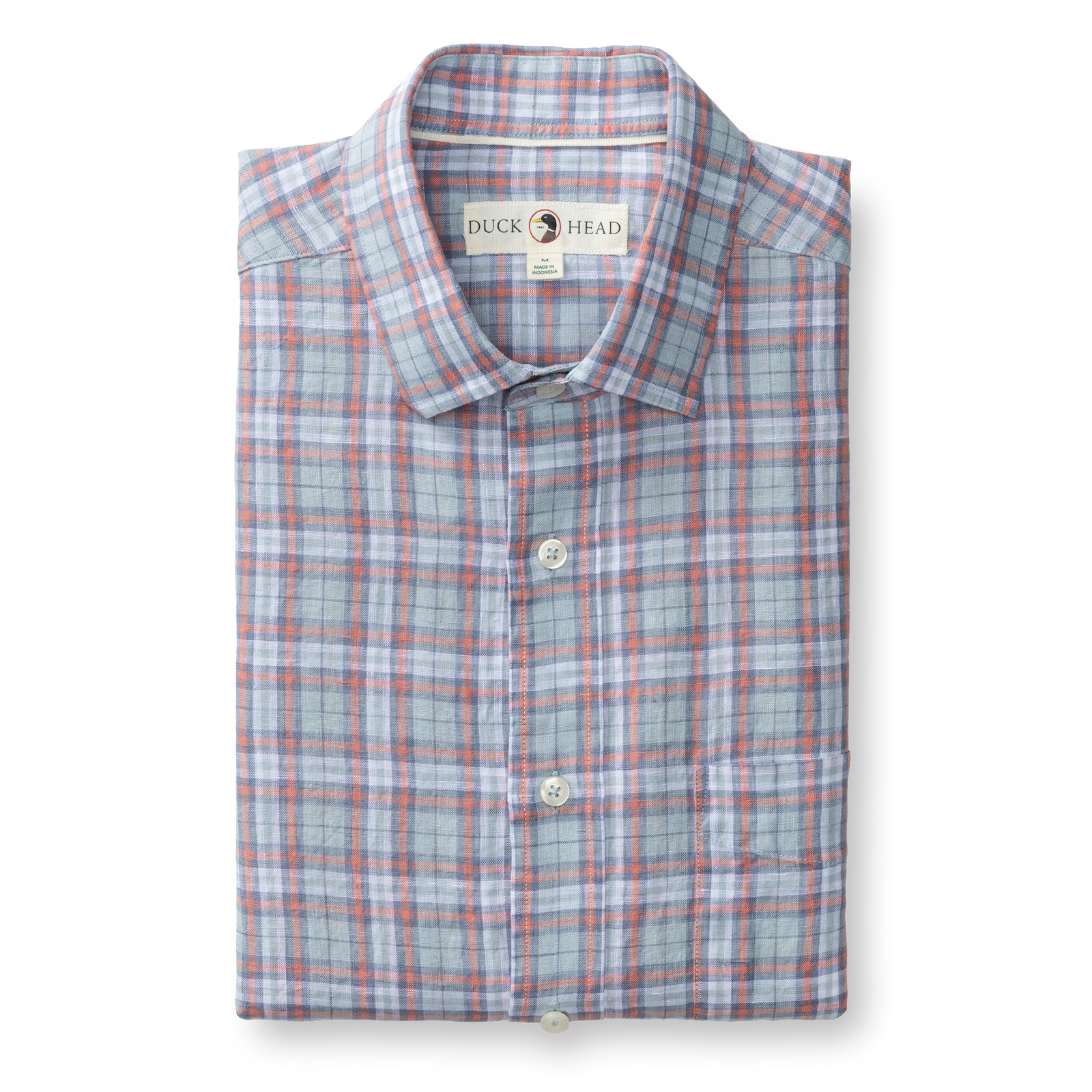 Linen Poplin Sport Shirt - Piers Plaid - Sky Blue