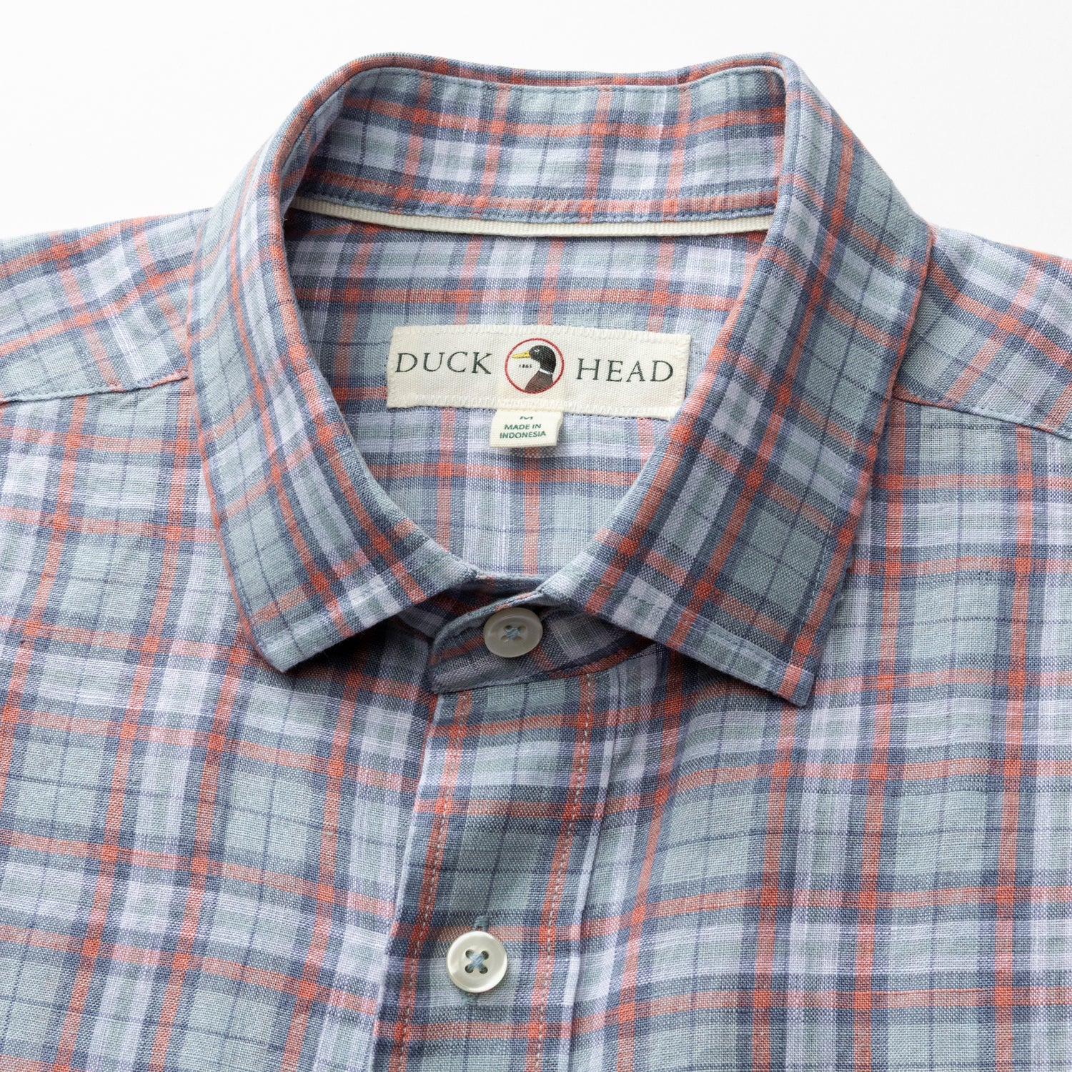 Linen Poplin Sport Shirt - Piers Plaid - Sky Blue